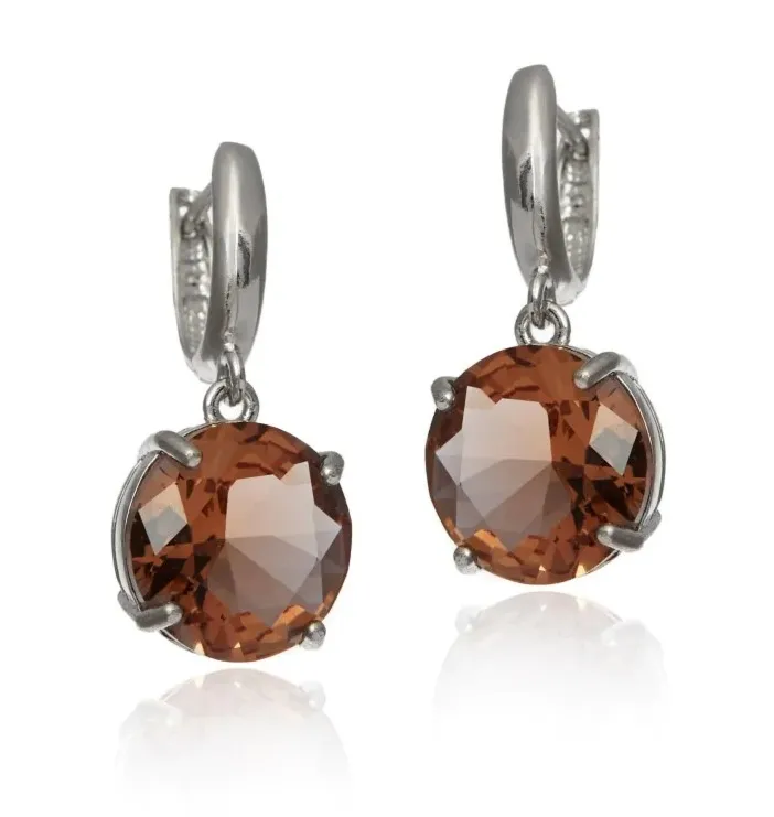 Kolczyki srebrne z okrągłym sultanitem na angielskim zapięciu.