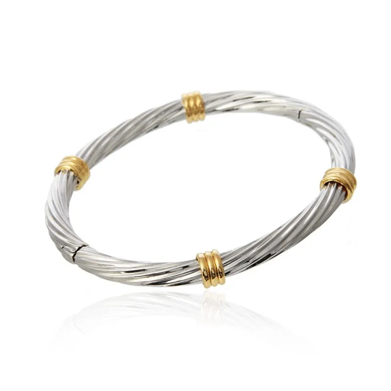 Sicilia gold&silver twist - srebrna rodowana i pozłacana bransoletka włoska