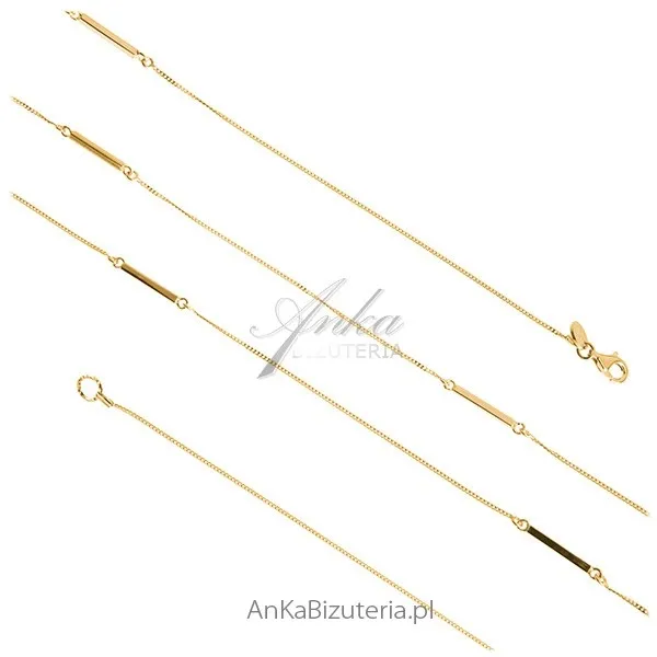 Biżuteria srebrna: naszyjnik srebrny pozłacany  90 cm