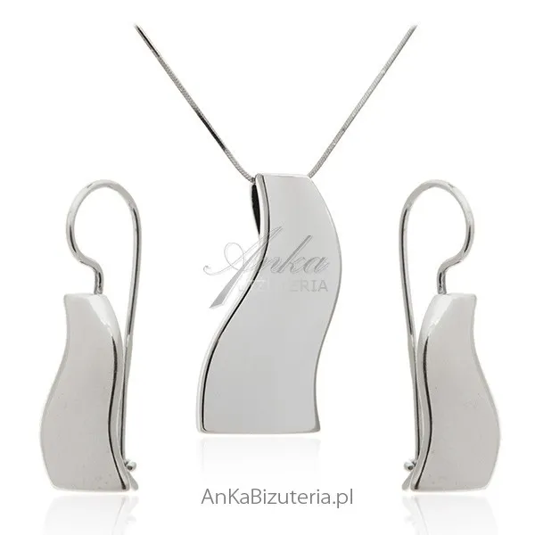 Biżuteria srebrna - komplet   duża fala