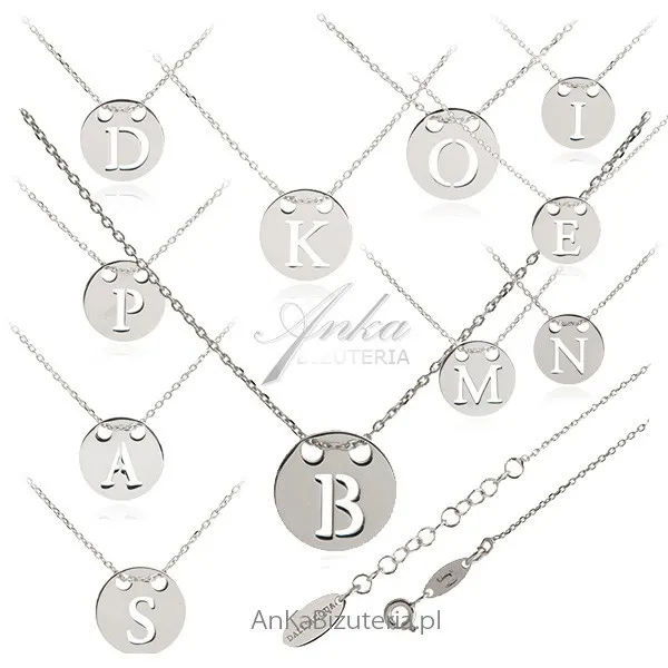 Naszyjniki srebrne z zawieszką literki , imiona zawieszki , literki - p