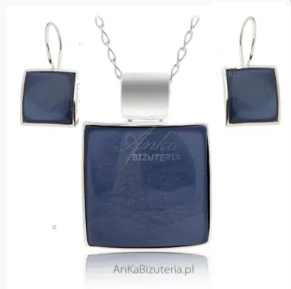 Komplet biżuteria srebrna z granatowym uleksytem