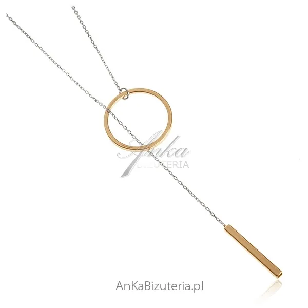 Naszyjnik celebrytka srebrna ze złotymi przywieszkami -  celebrytka krawacik