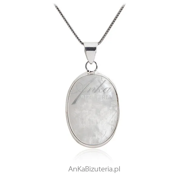 Duży wisior srebrny z kamieniem szczęścia - kamieniem księżycowym l