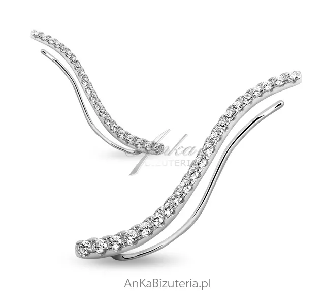 Nausznice kolczyki srebrne cyrkonie  - cena za parę!