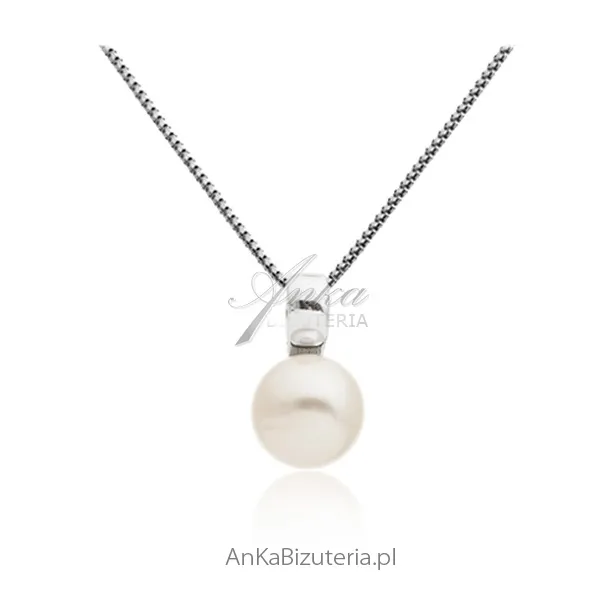 Wisiorek srebrny "biała perła"