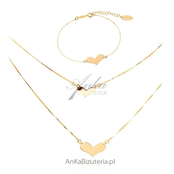 Komplet srebrny pozłacany seruszko