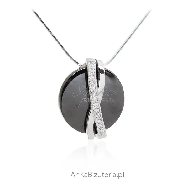 Biżuteria damska - naszyjnik srebrny  czarna ceramika