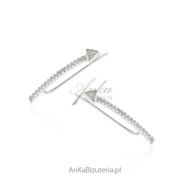 Nausznice srebrne z cyrkoniami "strzała"