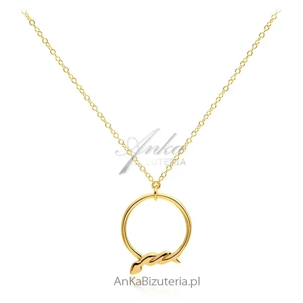Naszyjnik srebrny pozłacany z modnym motywem węża