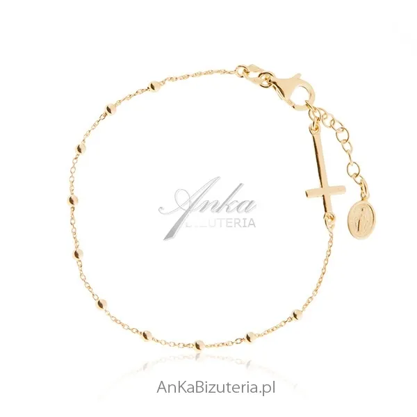 Różaniec bransoletka srebro pozłacane biżuteria włoska