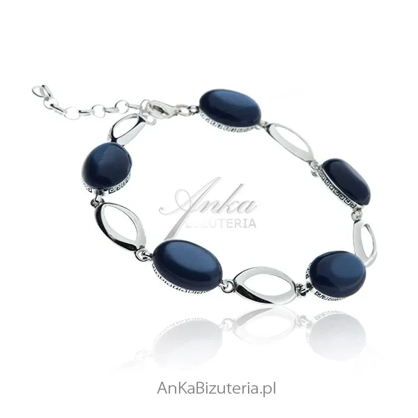 Bransoletka srebrna  z granatowym uleksytem