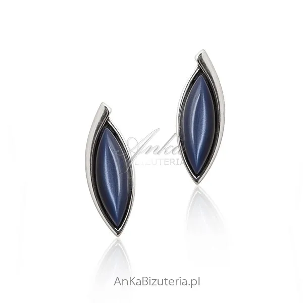 Kolczyki srebrne z granatowym uleksytem
