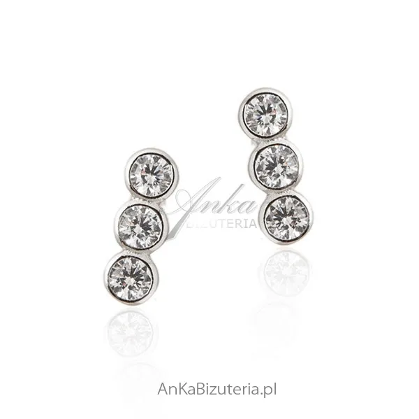 Kolczyki srebrne z cyrkoniamii  - biżuteria srebrna