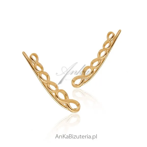 Kolczyki srebrne  - modna biżuteria nausznice pozłacane - nausznice