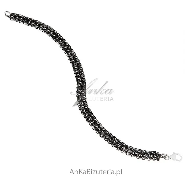 Bransoletka srebrna oksydowana