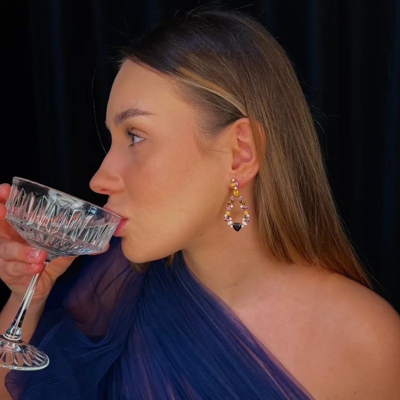 Kolczyki srebrne z pięknymi cyrkoniami i ametystami hiszpania!