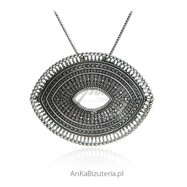 Oryginalna biżuteria srebrna zawieszka srebrna oksydowana