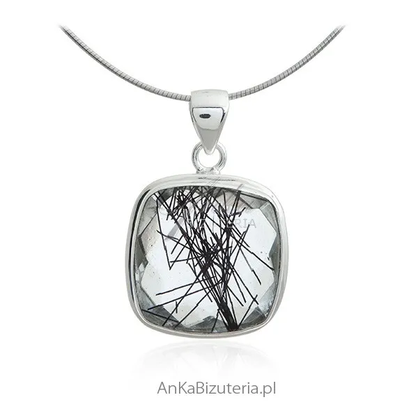 Zawieszka srebrna z  rutylowym kwarcem