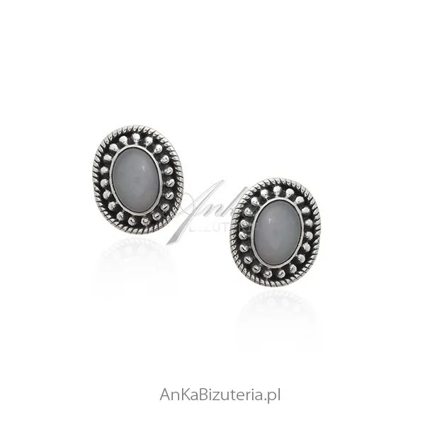 Kolczyki srebrne  z błękitnym opalem  - biżuteria srebrna z opalem