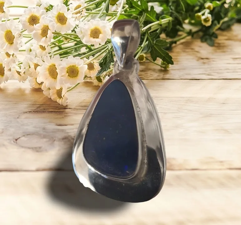 Biżuteria srebrna - zawieszka z prawdziwym niebieskim opalem