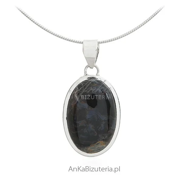 Zawieszka srebrna z pięknym kamieniem pietersite
