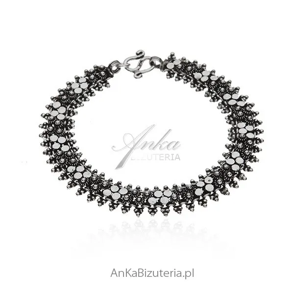 Bransoletka srebrna oksydowana - piękna  oryginalna biżuteria