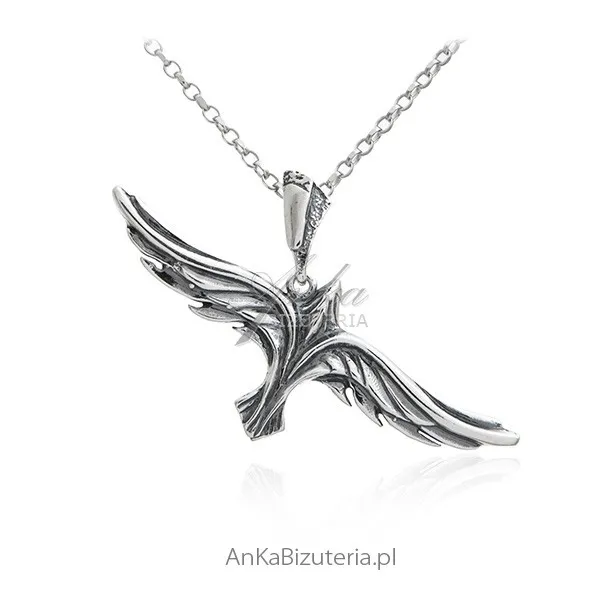 Zawieszka srebrna oksydowana - jastrząb