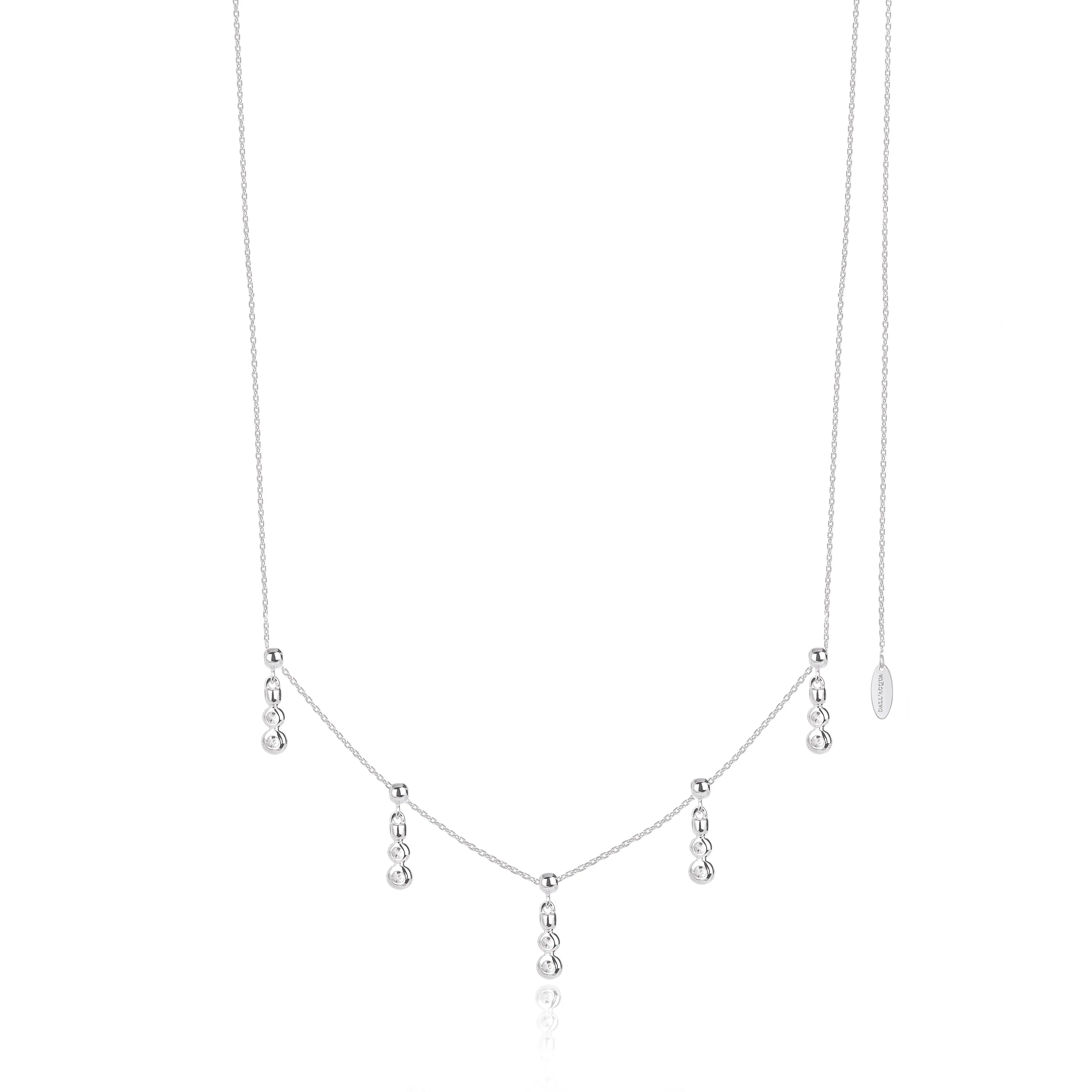 Biżuteria ślubna - naszyjnik srebrny z cyrkoniami - dowolna regulacja od 30 cm- 60 cm