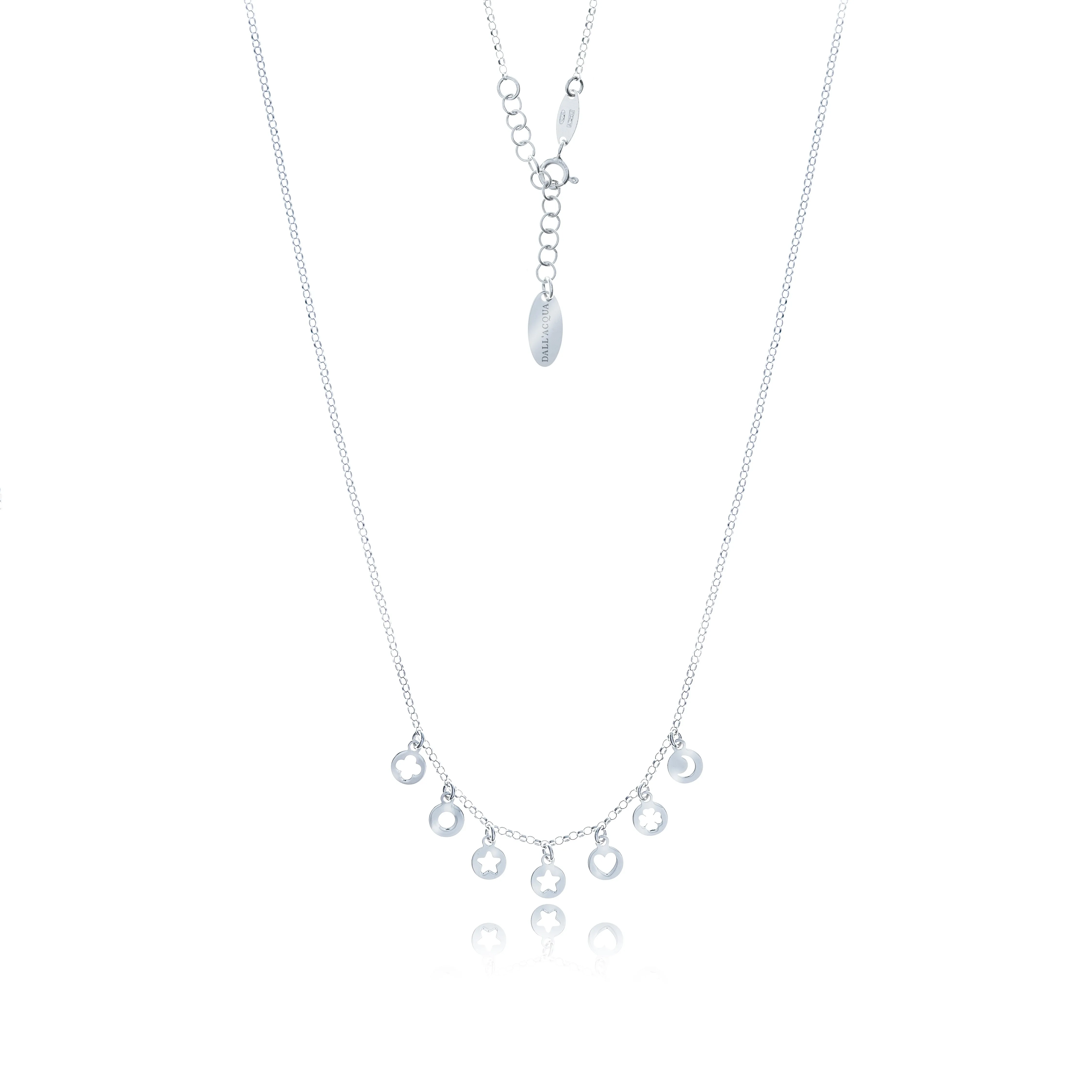 Naszyjnik srebrny z delikatnymi przywieszkami - biżuteria dall’acqua.