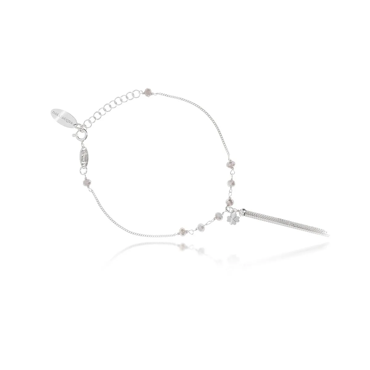 Bransoletka srebrna  boho romance z szarymi kryształami