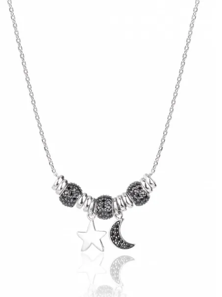 Naszyjnik srebrny z czarnymi cyrkoniami  - kolekcja księżycowa
