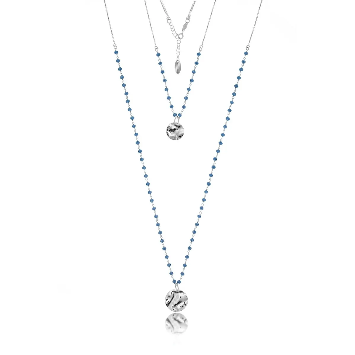 Naszyjnik srebrny z kryształkami w kolorze montana