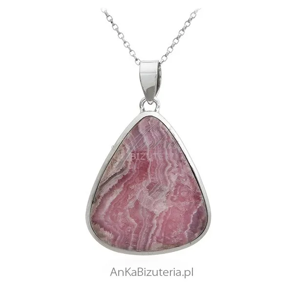 Biżuteria srebrna - rodochrozyt - unikat - zawieszka srebrna z naturalnym kamieniem