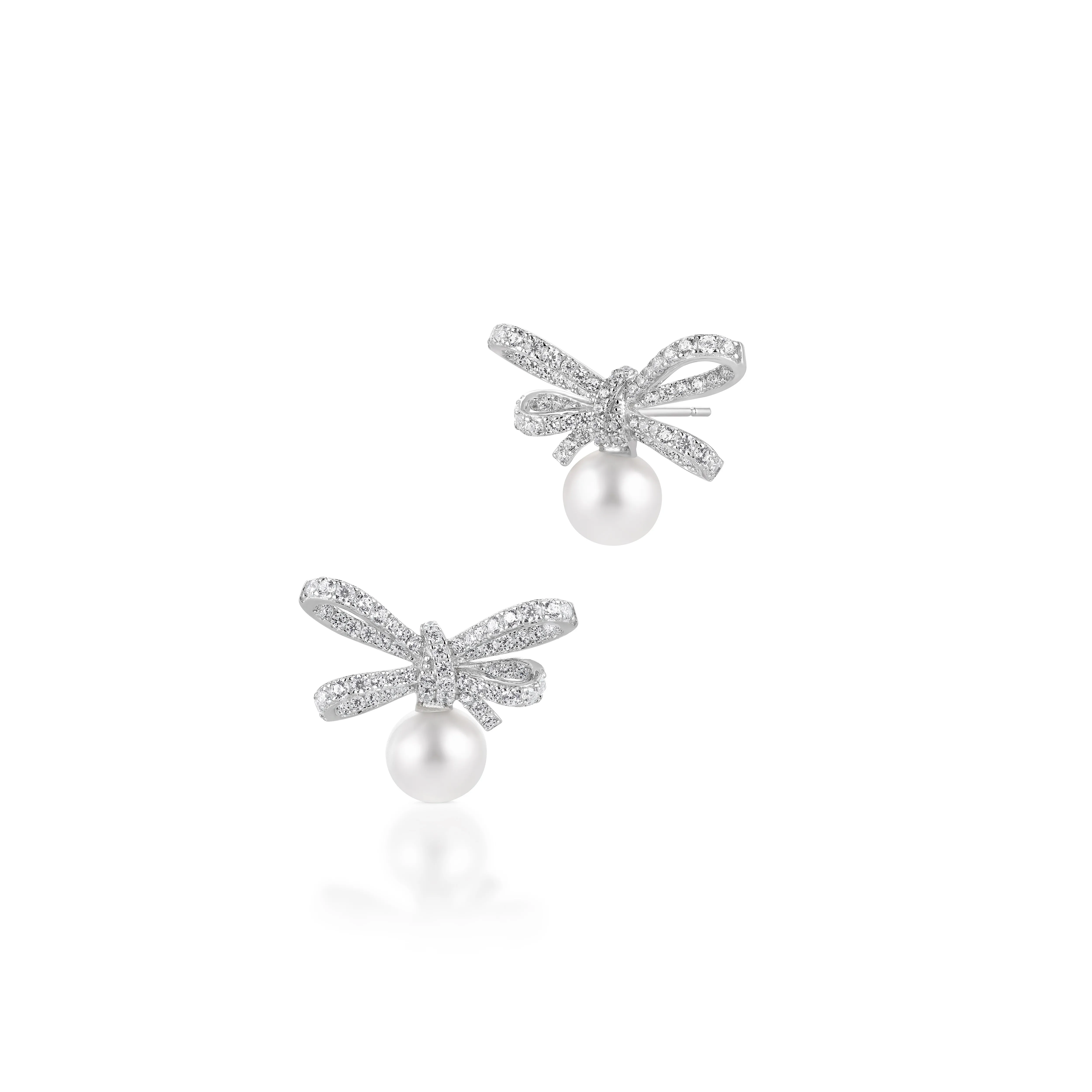 Kolczyki srebrne z perełkami i cyrkoniami - elegancka biżuteria ślubna