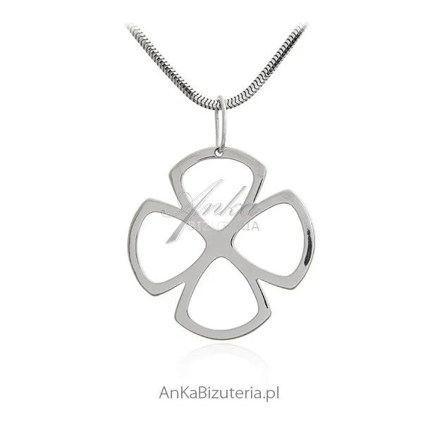 Zawieszka srebrna koniczynka na szczzęście