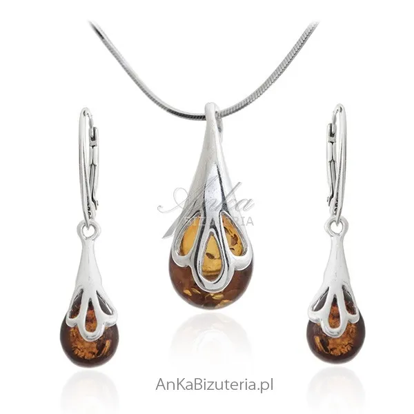 Komplet biżuterii z bursztynem - elegancko i subtelnie