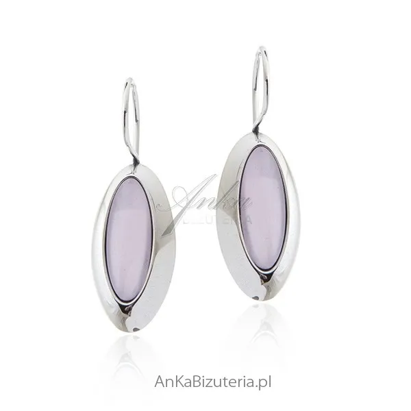 Kolczyki srebrne z różowym uleksytem