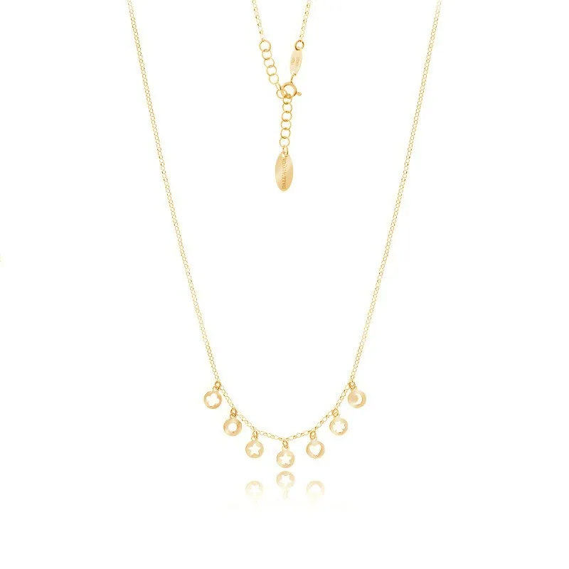 Naszyjnik srebrny pozłacany gwiazdki i serduszka - kolekcja dall acqua