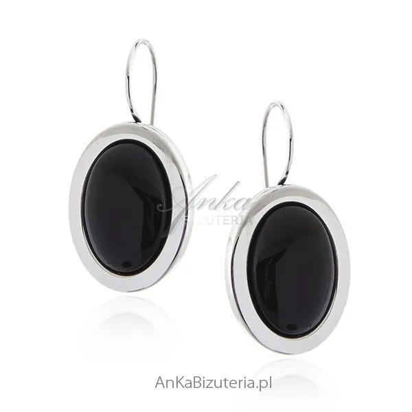 Kolczyki srebrne z czarnym onyksem klasyczna biżuteria srebrna