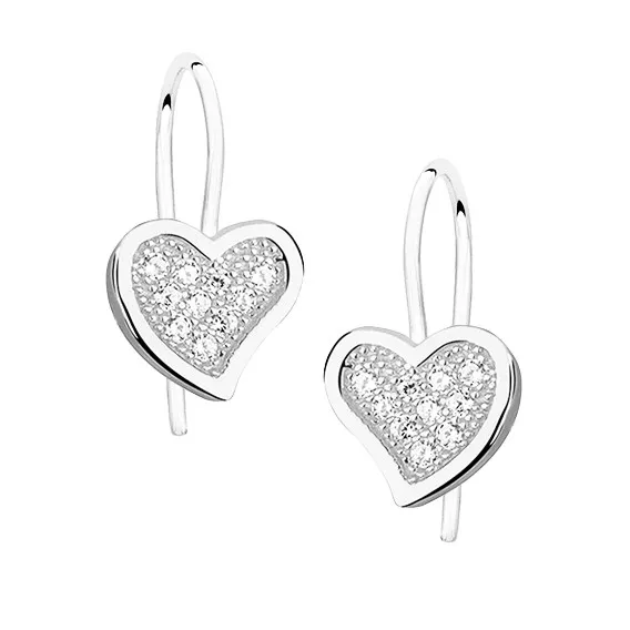 Kolczyki srebrne dziecięce serduszka z cyrkoniami