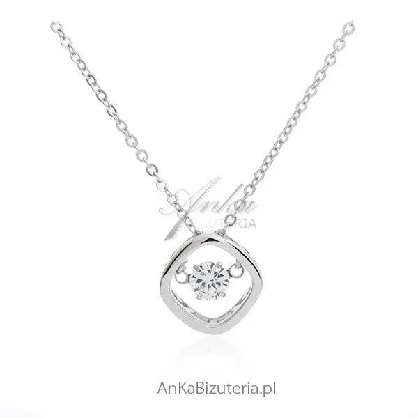Naszyjnik srebrny z "tańczącą cyrkonią"