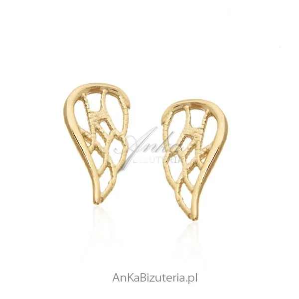 Kolczyki srebrne pozłacane skrzydełka