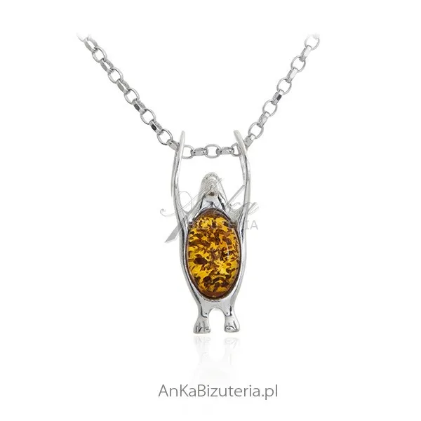 Zawieszka srebrna z bursztynem  delfin