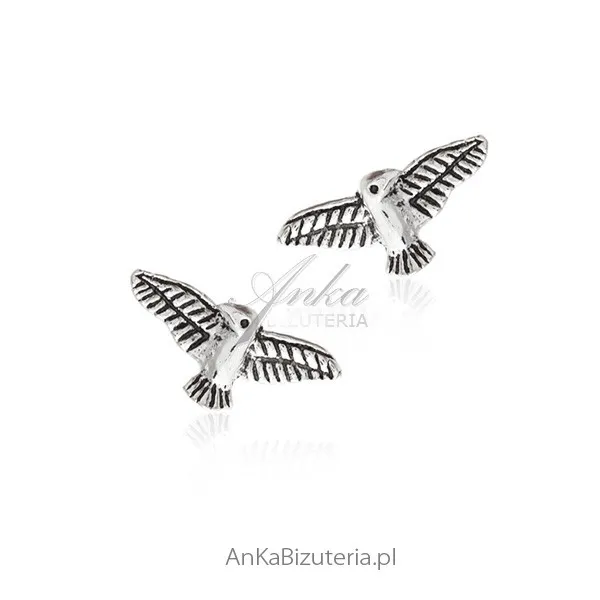 Kolczyki srebrne wkrętki  - małe jastrzębie
