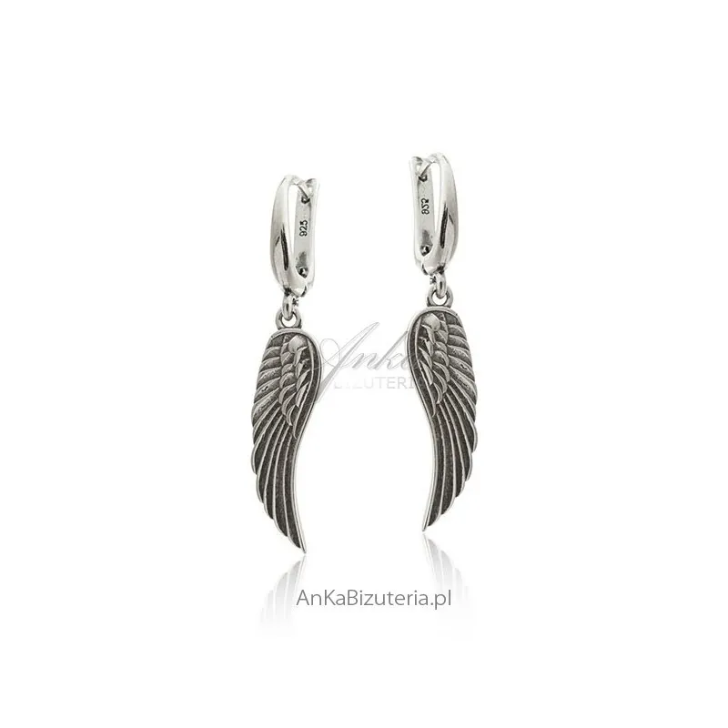 Kolczyki srebrne skrzydła anioła