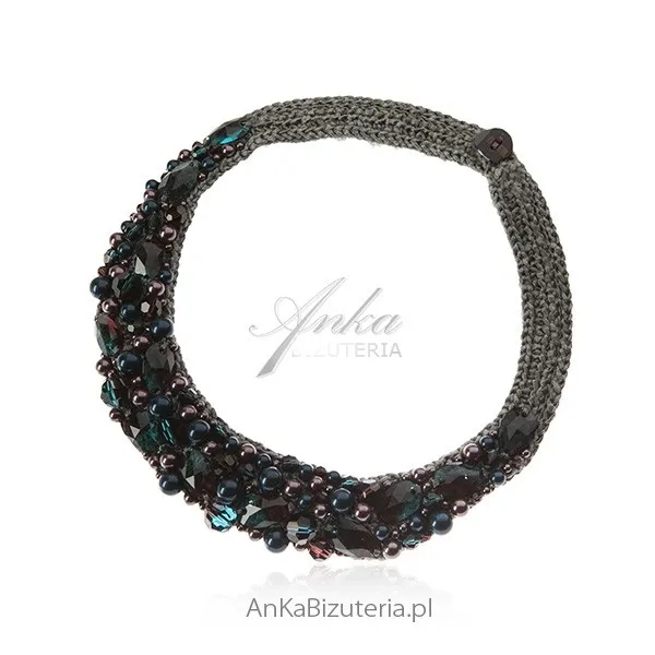 Piękna biżuteria artystyczna ręcznie robiona z kryształami i perłami swarovski - unikat