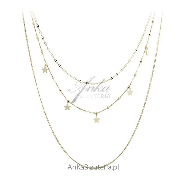 Oryginalna biżuteria srebrna pozłacana - naszyjnik kaskada