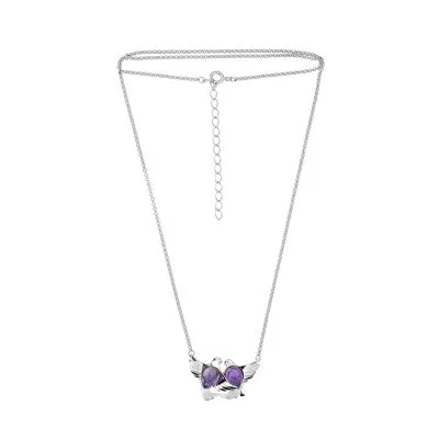 Naszyjnik srebrny z ametystem - srebro rodowane  - ptak