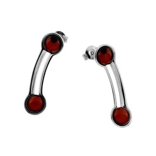 Kolczyki srebrne z wiśniowym bursztynem  wiśnia anna